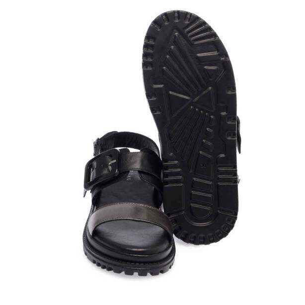 Siyah Deri Kadın Sandalet - K24Y1SN67141-A23 - 4