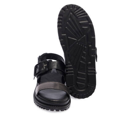 Siyah Deri Kadın Sandalet - K24Y1SN67141-A23 - 4
