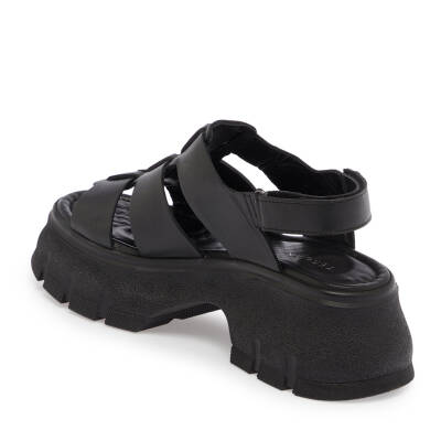 Siyah Deri Kadın Sandalet - K24Y1SN67154-A23 - 2