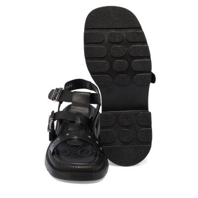 Siyah Deri Kadın Sandalet - K24Y1SN67156-A23 - 4