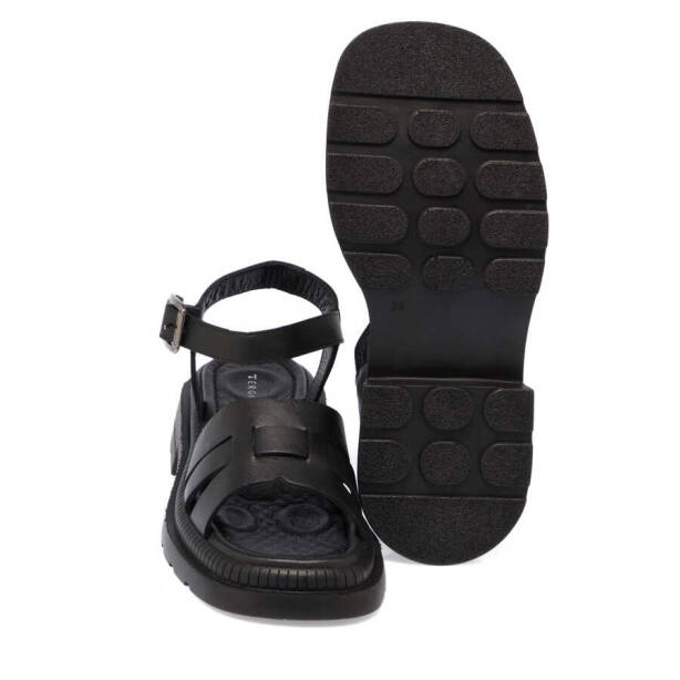 Siyah Deri Kadın Sandalet - K24Y1SN67157-A23 - 4