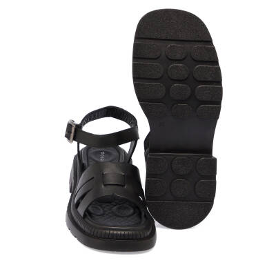 Siyah Deri Kadın Sandalet - K24Y1SN67157-A23 - 4