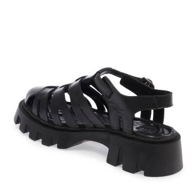  Siyah Deri Kadın Sandalet - K24Y1SN67159-A23 - 2