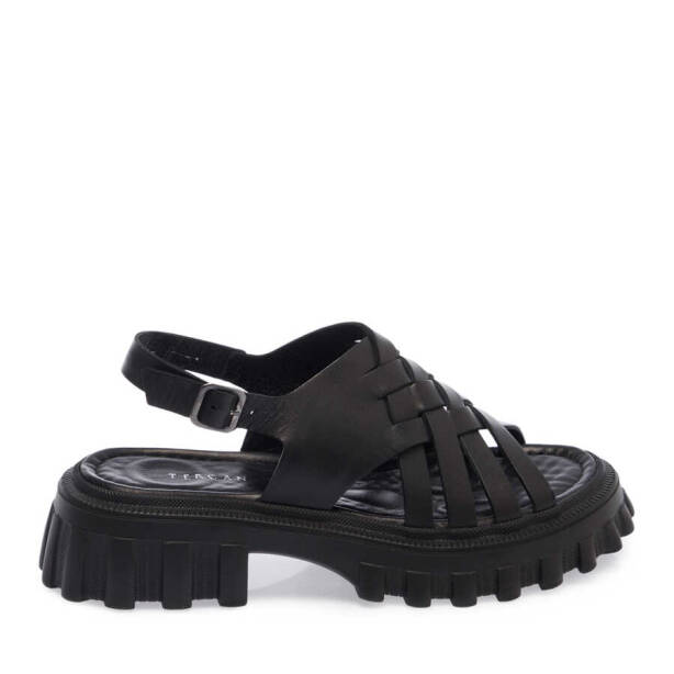 Siyah Deri Kadın Sandalet - K24Y1SN67161-A23 - 3