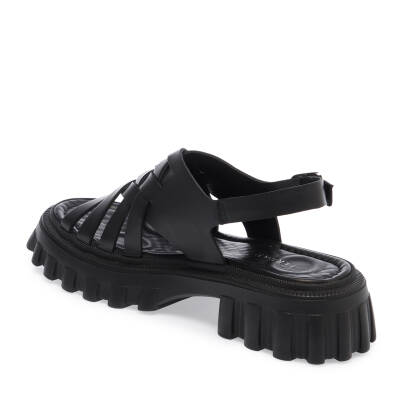  Siyah Deri Kadın Sandalet - K24Y1SN67161-A23 - 2