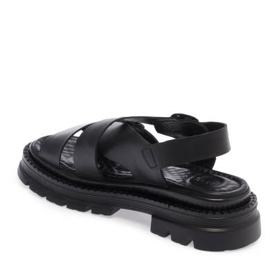  Siyah Deri Kadın Sandalet - K24Y1SN67162-A23 - 2