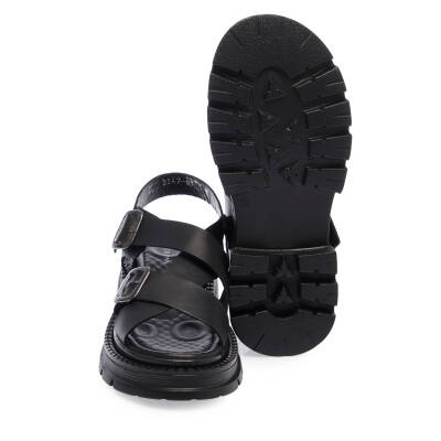  Siyah Deri Kadın Sandalet - K24Y1SN67162-A23 - 4