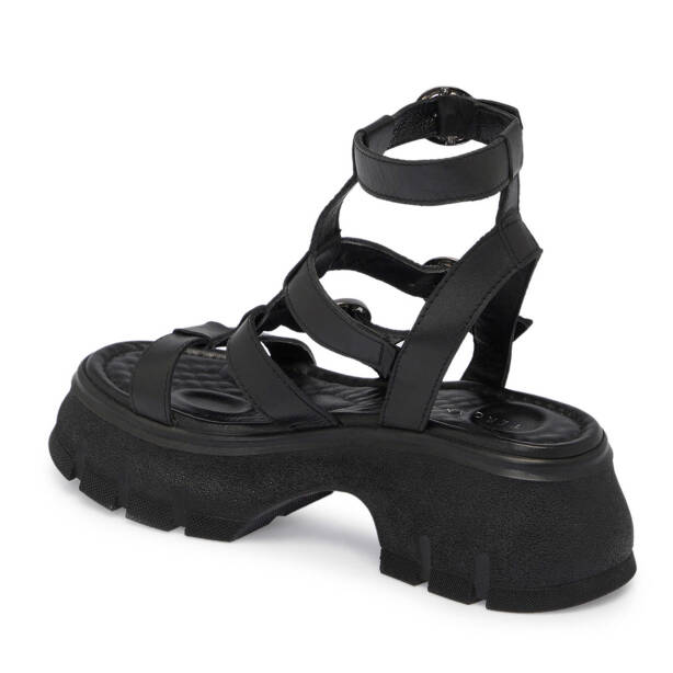 Siyah Deri Kadın Sandalet - K24Y1SN67165-A23 - 2