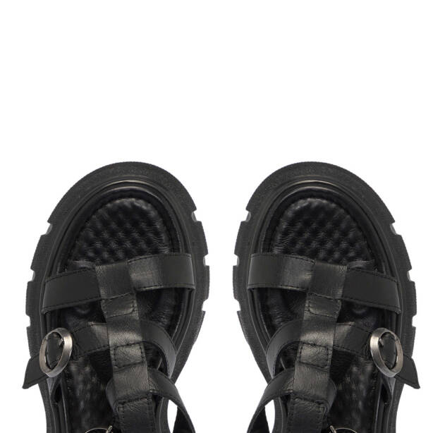 Siyah Deri Kadın Sandalet - K24Y1SN67165-A23 - 5