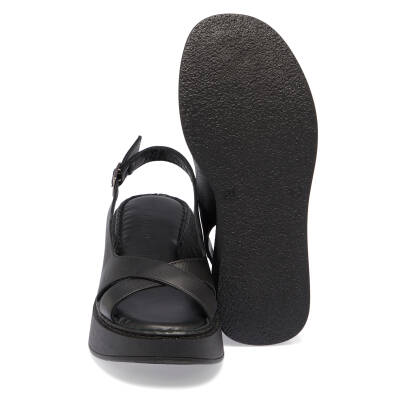 Siyah Deri Kadın Sandalet - K24Y1SN67219-A23 - 4