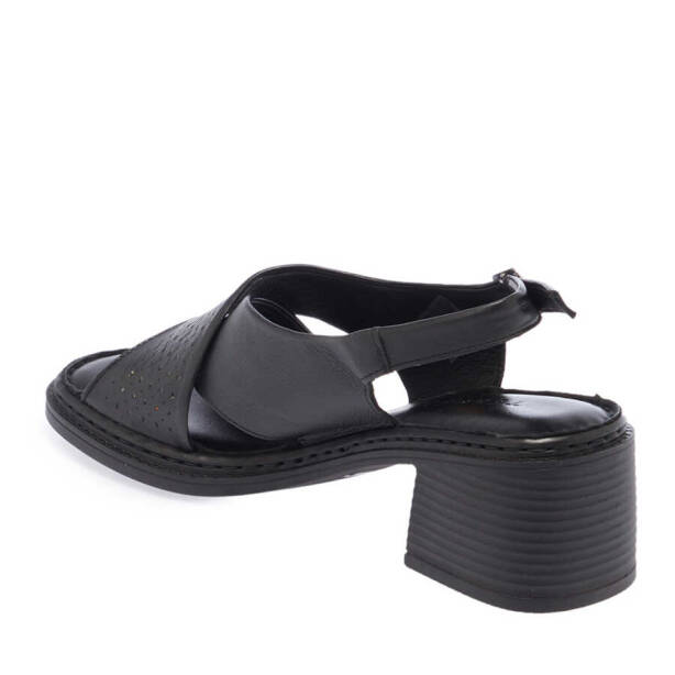 Siyah Hakiki Deri Kadın Sandalet - K24Y1SN67221-A23 - 3