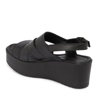  Siyah Deri Kadın Sandalet - K24Y1SN67229-A23 - 2