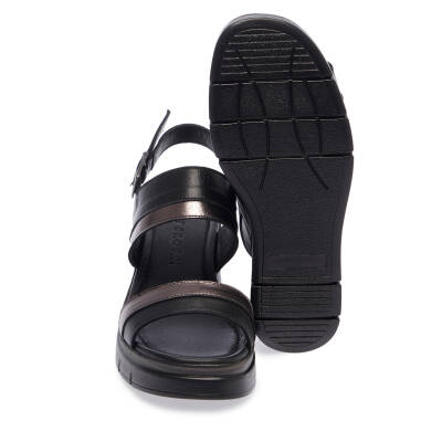 Siyah Deri Kadın Sandalet - K24Y1SN67234-A23 - 4