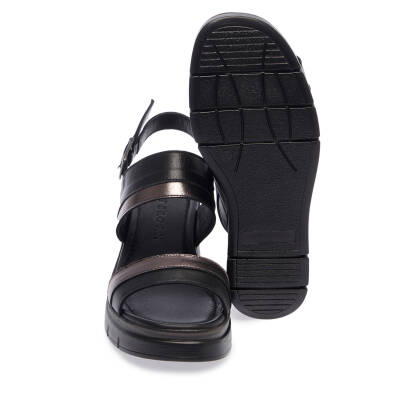  Siyah Deri Kadın Sandalet - K24Y1SN67234-A23 - 4