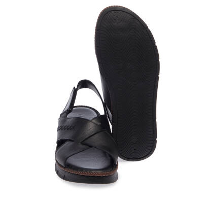  Siyah Deri Kadın Sandalet - K24Y1SN67236-A23 - 4
