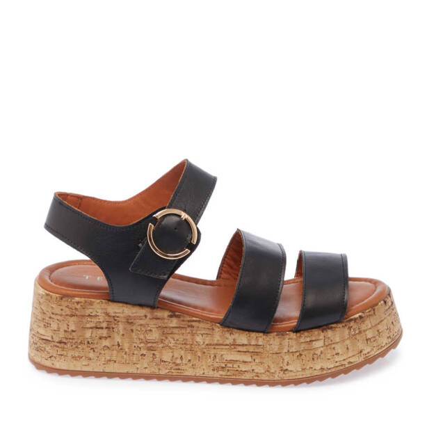 Siyah Deri Kadın Sandalet - K24Y1SN67244-A23 - 3