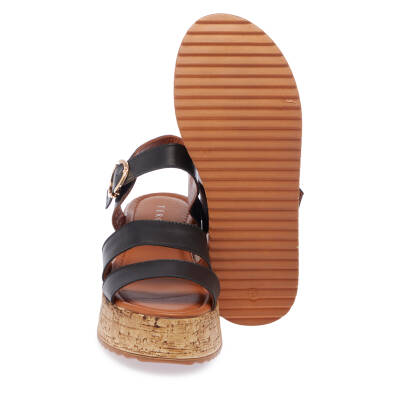  Siyah Deri Kadın Sandalet - K24Y1SN67244-A23 - 4