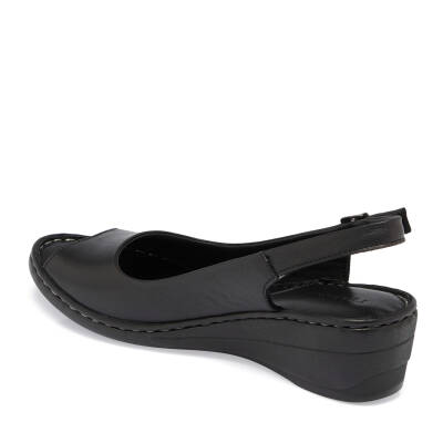  Siyah Deri Kadın Sandalet - K24Y1SN67256-A23 - 2