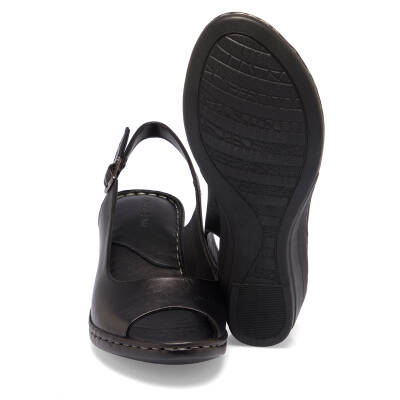  Siyah Deri Kadın Sandalet - K24Y1SN67256-A23 - 4