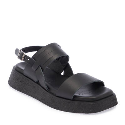  Siyah Deri Kadın Sandalet - K24Y1SN67260-A23 
