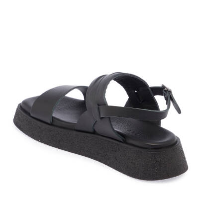  Siyah Deri Kadın Sandalet - K24Y1SN67260-A23 - 2