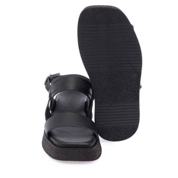 Siyah Hakiki Deri Kadın Sandalet - K24Y1SN67260-A23 - 4