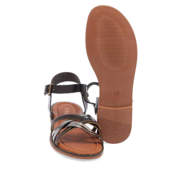 Siyah Hakiki Deri Kadın Sandalet - K24Y1SN67265-O6H - 4