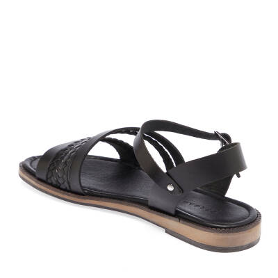  Siyah Deri Kadın Sandalet - K24Y1SN67269-A23 - 2