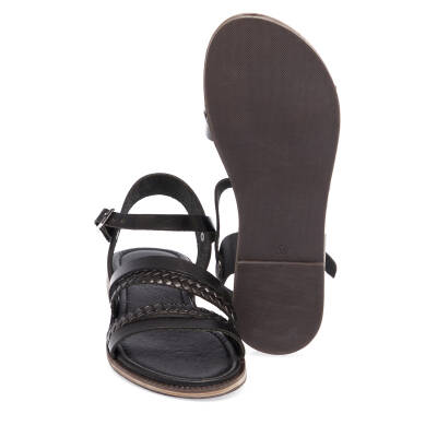  Siyah Deri Kadın Sandalet - K24Y1SN67269-A23 - 4