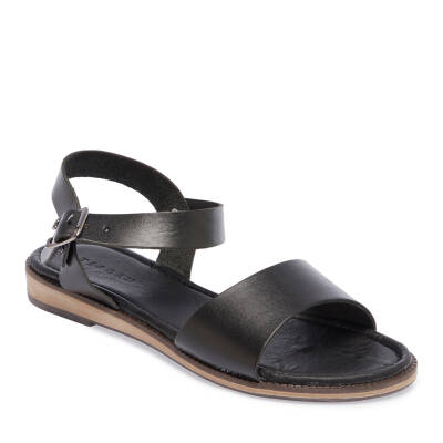  Siyah Deri Kadın Sandalet - K24Y1SN67275-A23 