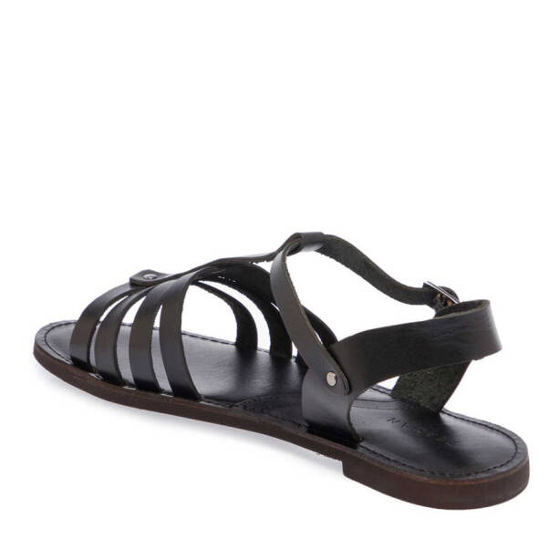Siyah Hakiki Deri Kadın Sandalet - K24Y1SN67276-A23 - 3