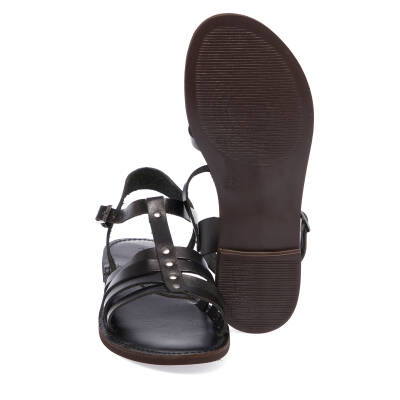  Siyah Deri Kadın Sandalet - K24Y1SN67276-A23 - 4