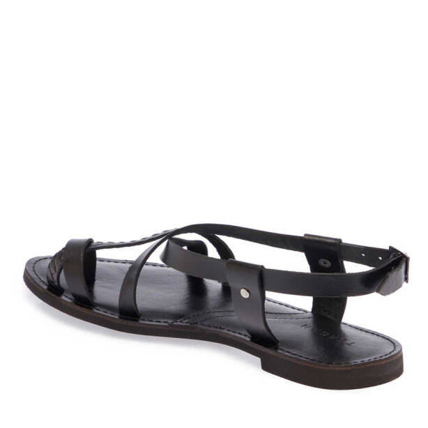 Siyah Hakiki Deri Kadın Sandalet - K24Y1SN67277-A23 - 3