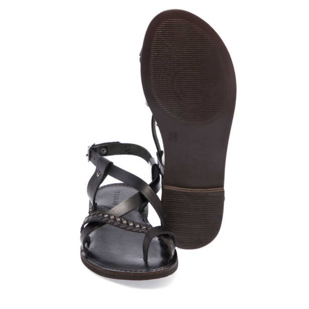 Siyah Hakiki Deri Kadın Sandalet - K24Y1SN67277-A23 - 4