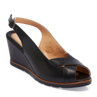  Siyah Deri Kadın Sandalet - K24Y1SN67278-A23 