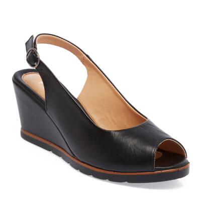  Siyah Deri Kadın Sandalet - K24Y1SN67279-A23 