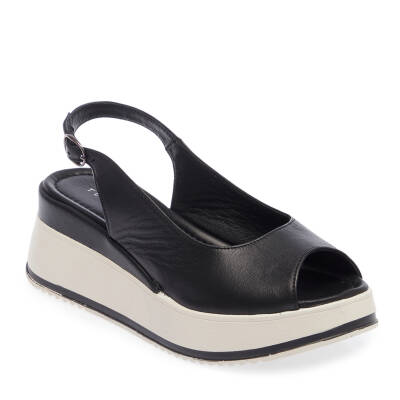 Siyah Deri Kadın Sandalet - K24Y1SN67280-A23 
