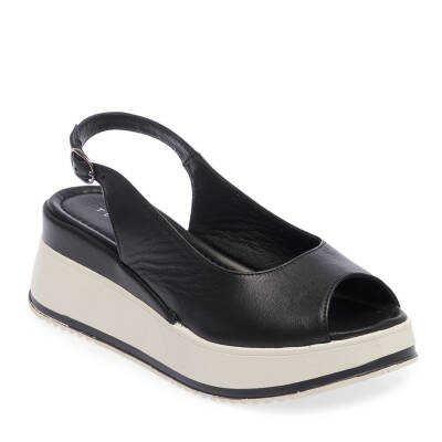  Siyah Deri Kadın Sandalet - K24Y1SN67280-A23 