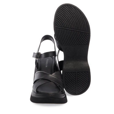  Siyah Deri Kadın Sandalet - K24Y1SN67282-A23 - 4