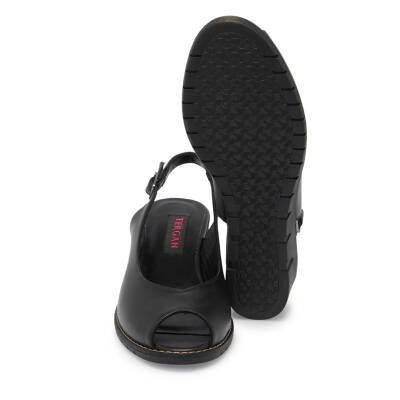 Siyah Deri Kadın Sandalet - K24Y1SN67288-A23 - 4