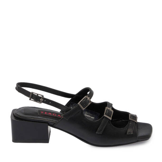 Siyah Deri Kadın Sandalet - K24Y1SN67292-A23 - 4