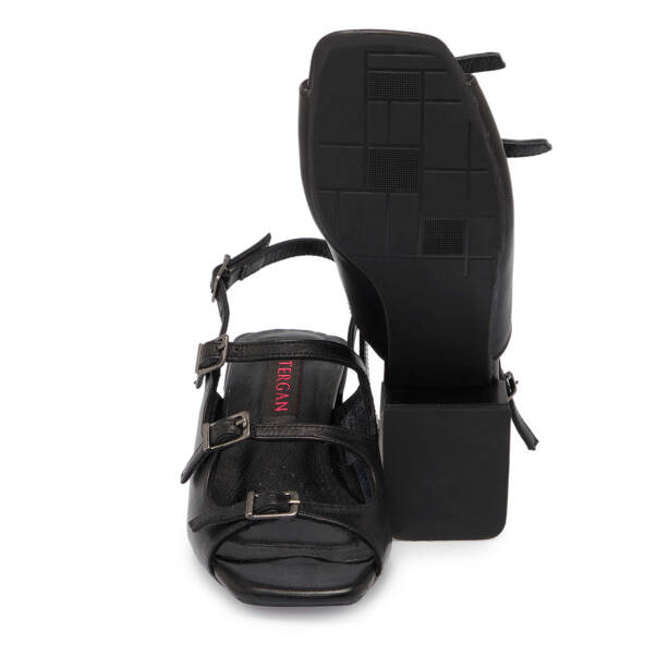 Siyah Deri Kadın Sandalet - K24Y1SN67292-A23 - 5