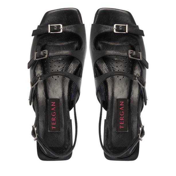 Siyah Deri Kadın Sandalet - K24Y1SN67292-A23 - 6