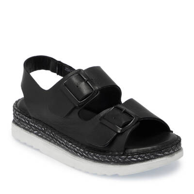 Siyah Deri Kadın Sandalet - K24Y1SN67298-A23 