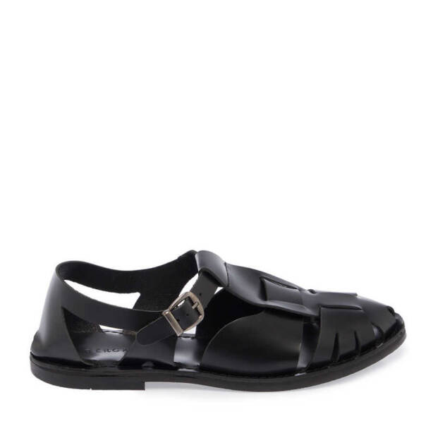 Siyah Hakiki Deri Kadın Sandalet - K24Y1SN67405-A23 - 1