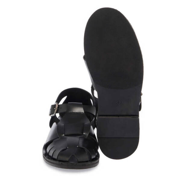 Siyah Hakiki Deri Kadın Sandalet - K24Y1SN67405-A23 - 4