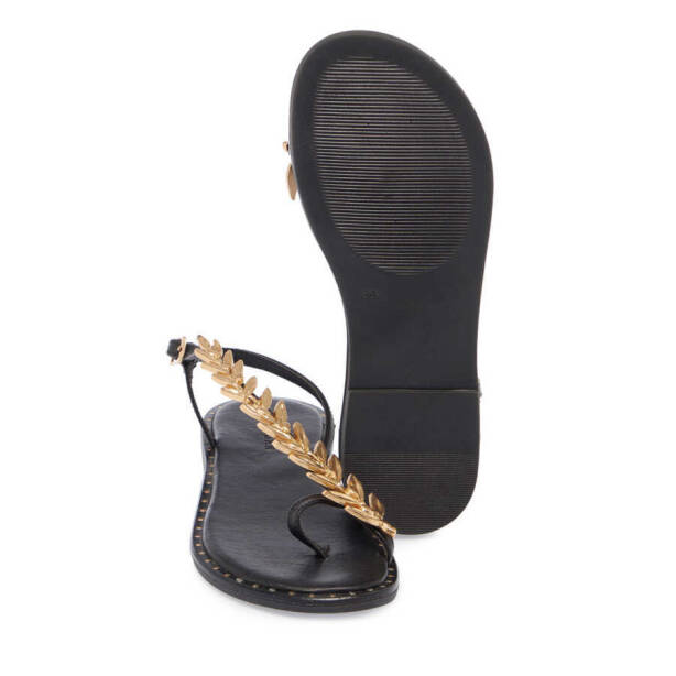 Siyah Deri Kadın Sandalet - K24Y1SN67406-A23 - 4