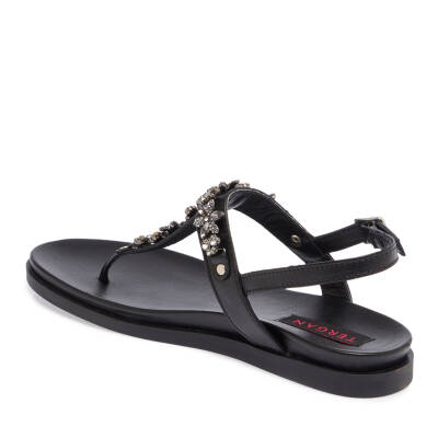Siyah Deri Kadın Sandalet - K24Y1SN67408-A23 - 2