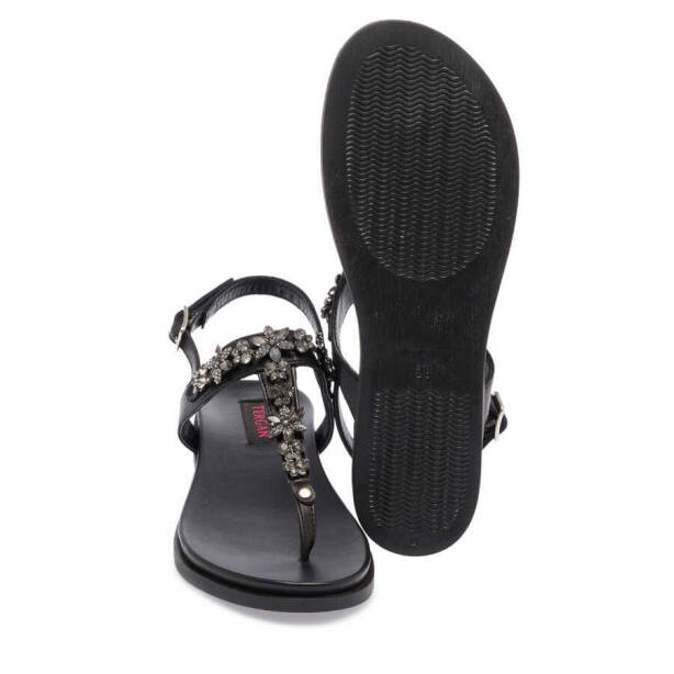 Siyah Hakiki Deri Kadın Sandalet - K24Y1SN67408-A23 - 4