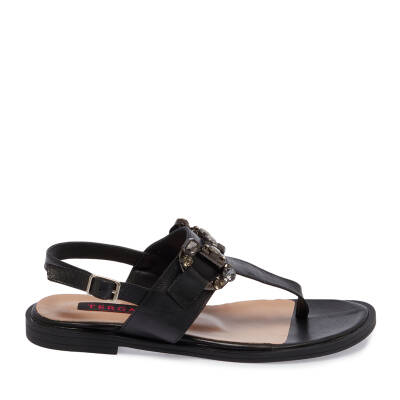 Siyah Deri Kadın Sandalet - K24Y1SN67409-A23 - 3